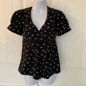 Anthropologie Odille lemon Abigail top size 6